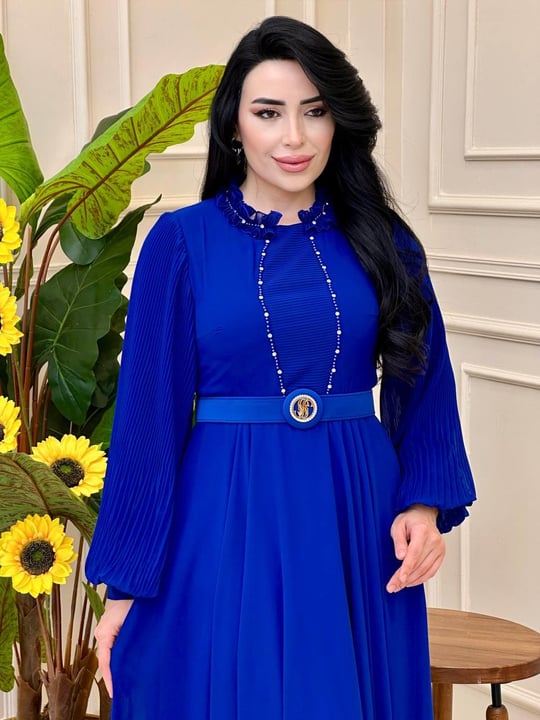 Kol Ön Pilise Şifon Elbise 0450 t025 Saks