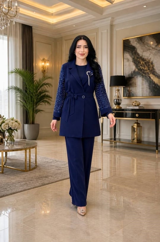 Kol Payet İşleme Üç'lü Takım 3015 T-26 Lacivert
