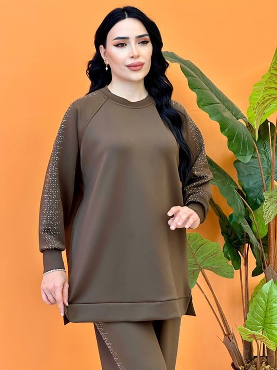 Kol Serpme Taş İkili Takım 14394 T-25 Kahverengi