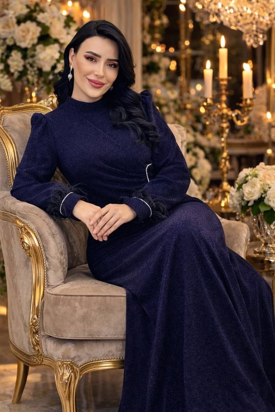 Kol Ucu Otriş Simli Abiye 5010 T-26 Lacivert