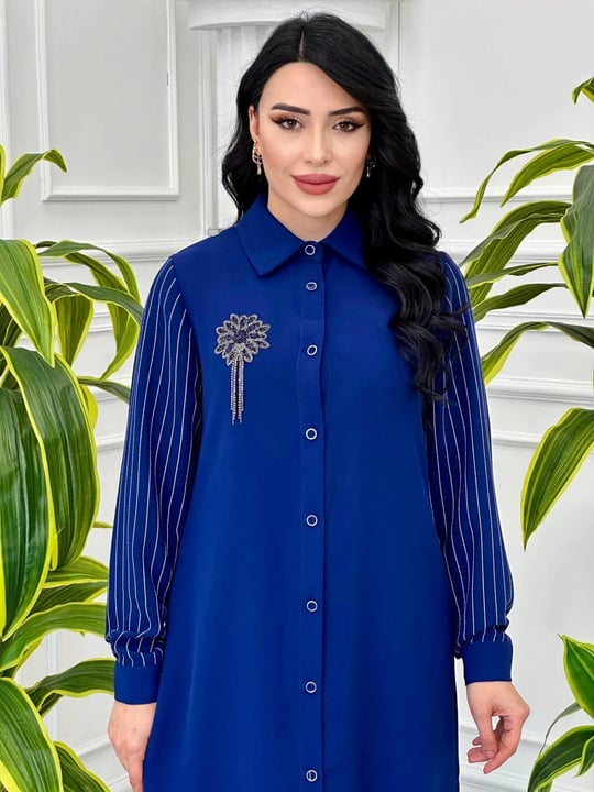 Kolları Çizgili Tunik 898 Tk-24 Saks