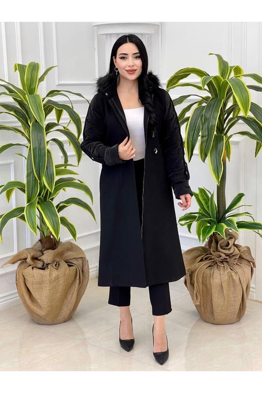 Kolları Şişme Kaşe Kaban 7318 Siyah