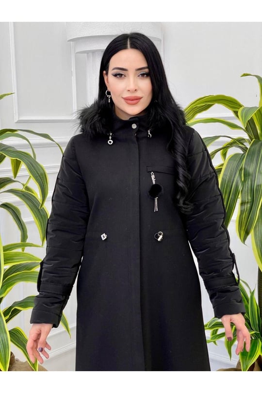 Kolları Şişme Kaşe Kaban 7318 Siyah