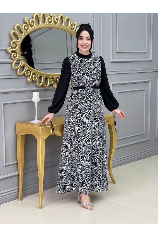 Kolu İpli Elbise 3411 Beyaz
