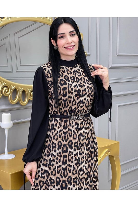 Kolu İpli Elbise 3411 Leopar