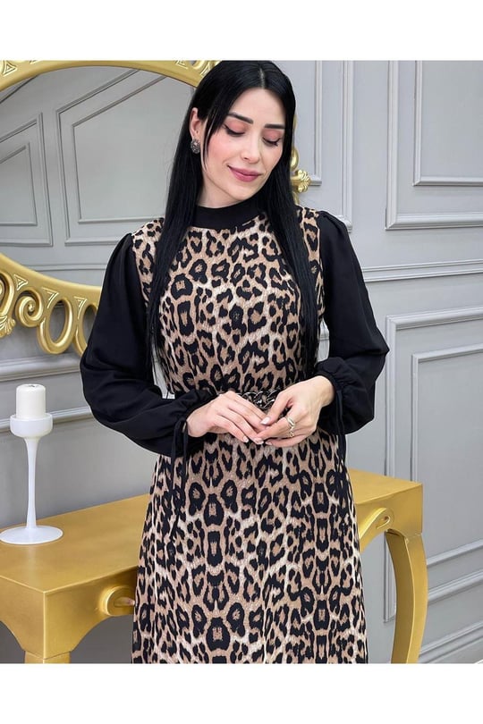 Kolu İpli Elbise 3411 Leopar