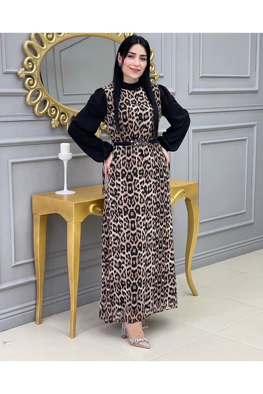 Kolu İpli Elbise 3411 Leopar