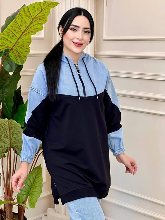 Kot Geçişli Sweat 17828 t-24 Siyah