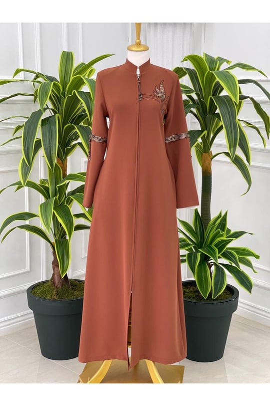 Lale Taşlı Ferace 6003 Taba
