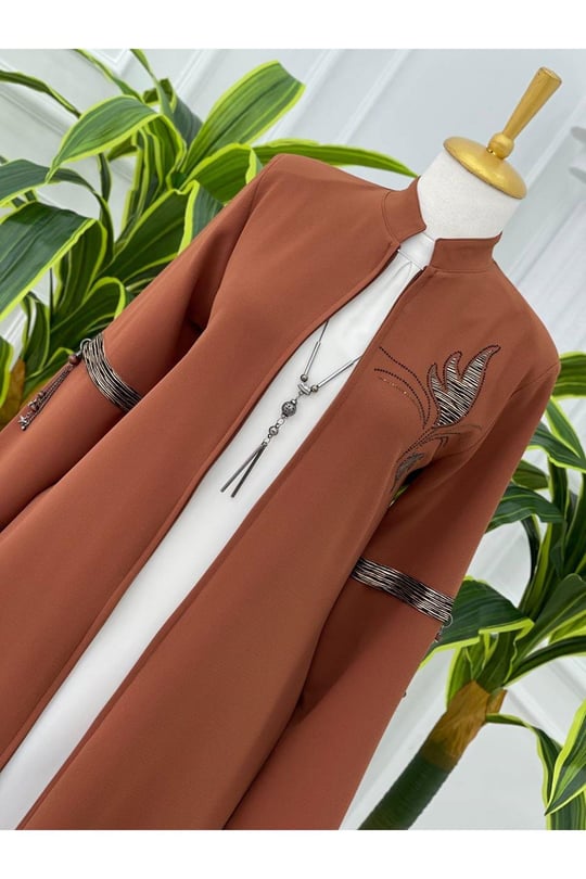 Lale Taşlı Ferace 6003 Taba