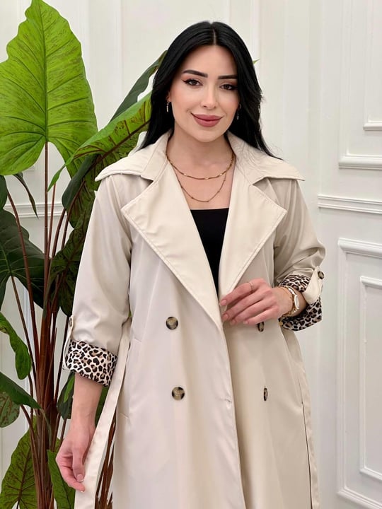 Leopar Astarlı Trençkot 140071 tr-25 Bej