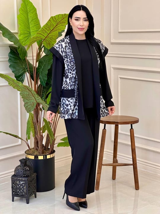 Leopar Payet Yelek Üçlü Takım 2001 t025 Gri