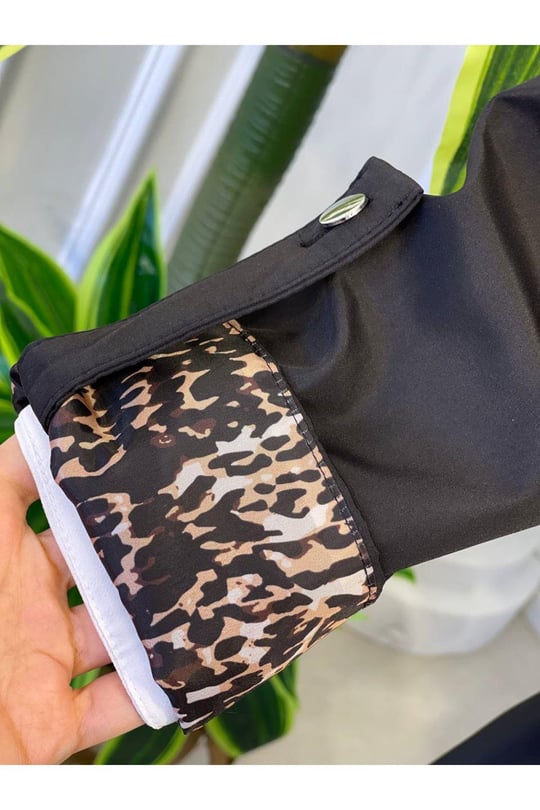 Leoparlı Trenç Kot 9091 Siyah