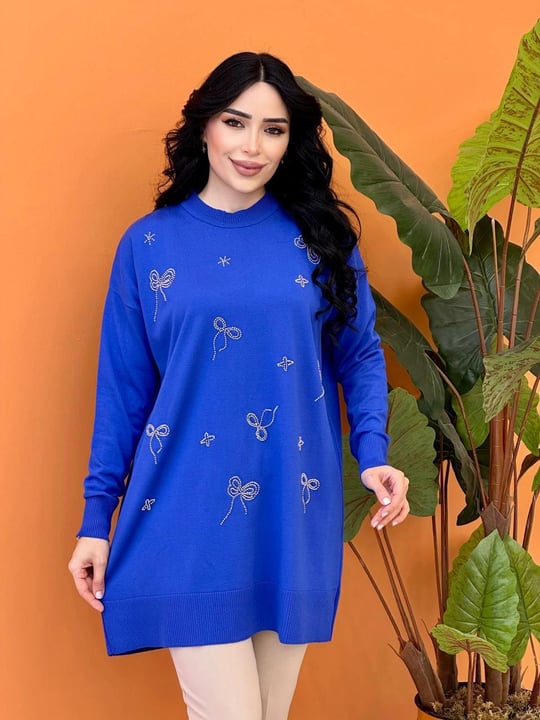 Merserize Fiyonk Boncuklu Tunik 140322 T-25 Saks