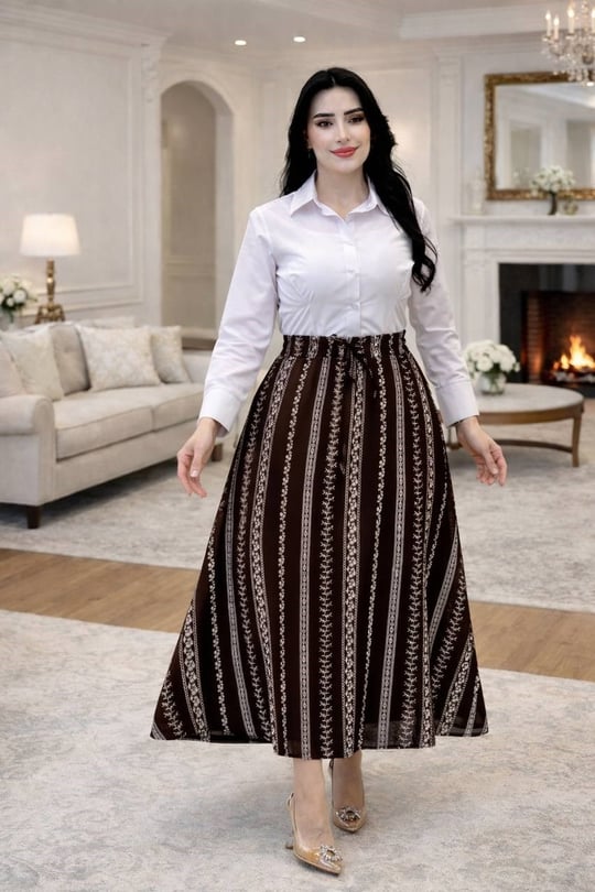 Nakış Desen Spor Etek 180032 T-26 Kahverengi