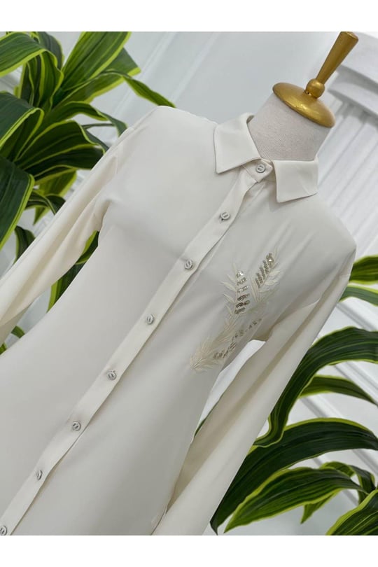 Nakiş Desen Tunik 23091 Ekru