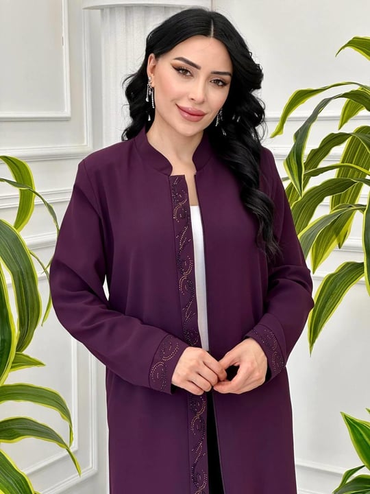 Nakışlı Battal Pardesü 4064 Mor