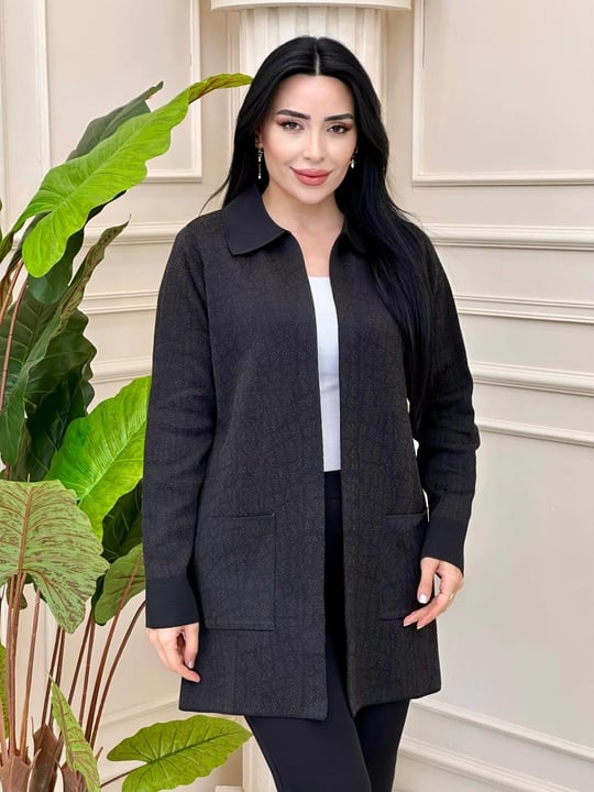 Nokta Desen Kısa Hırka 33068 t-24 Siyah