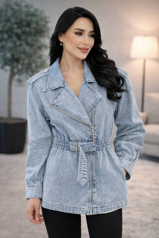 Omuz Apolet Denim Ceket 7306 T-26 Kot