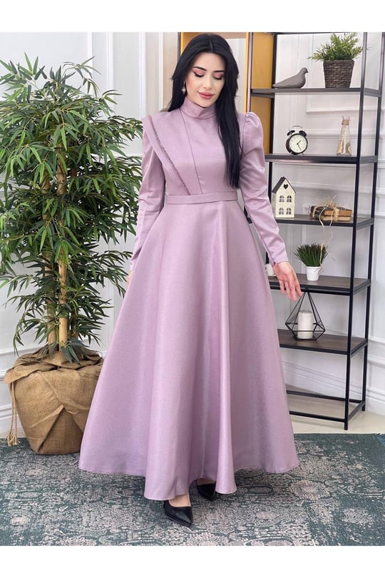 Omuz Detay Prenses Abiye 12290 Leylak