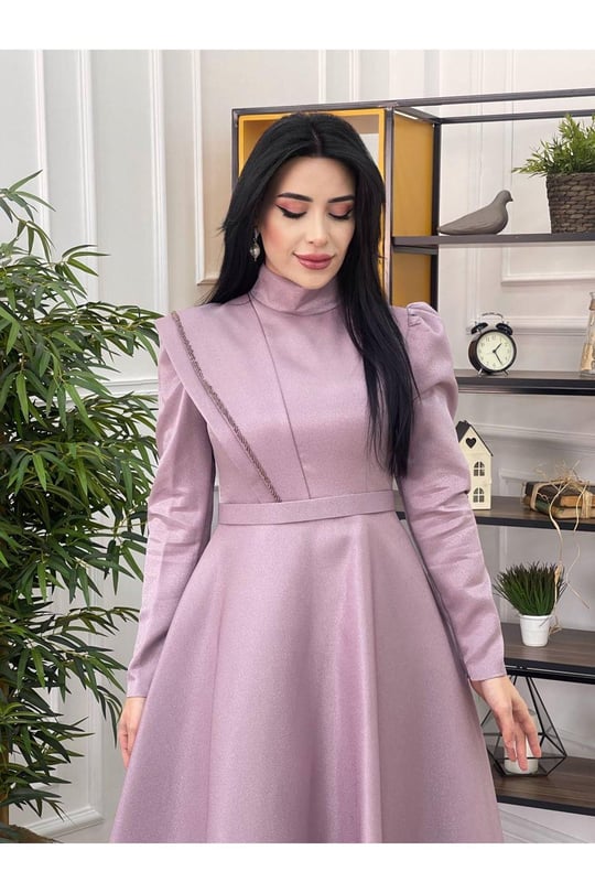 Omuz Detay Prenses Abiye 12290 Leylak