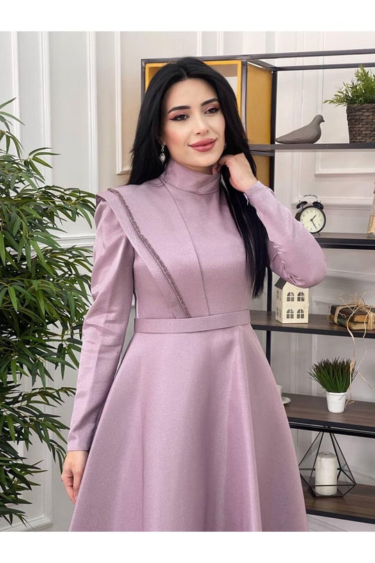 Omuz Detay Prenses Abiye 12290 Leylak