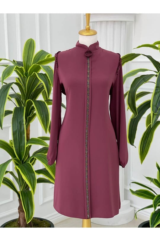 Omuz Fır Fır Anne Tunik 5264 Rose