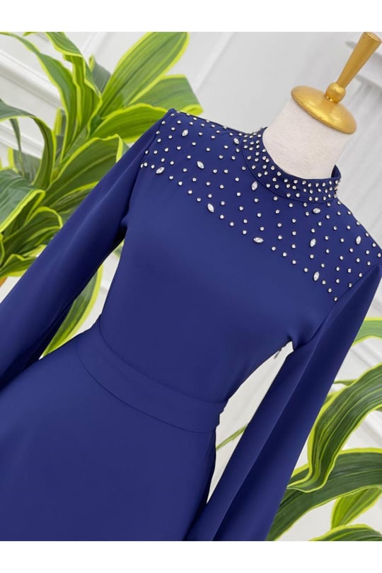 Omuz Manşet Taş İşleme Tunik 4703 Saks