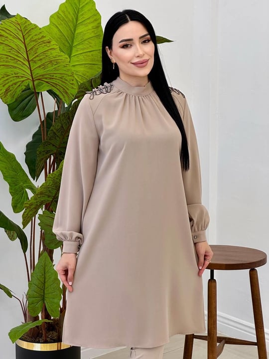 Omuz Taş Tunik 2119 Bej
