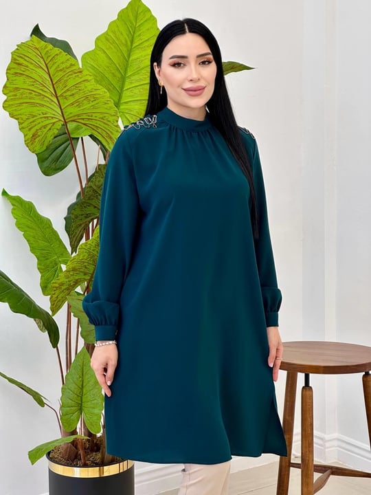 Omuz Taş Tunik 2119 Zümrüt Yeşil