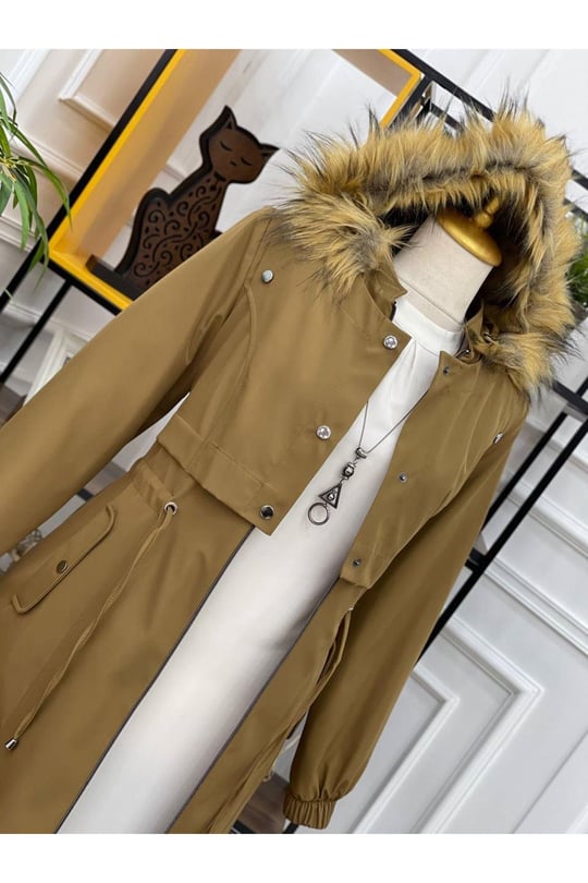 Ön Kapaklı Parka Kaban 4230 Camel