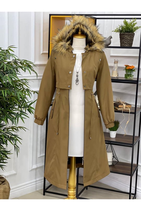 Ön Kapaklı Parka Kaban 4230 Camel