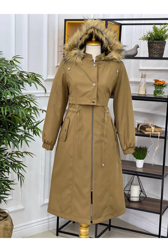Ön Kapaklı Parka Kaban 4230 Camel
