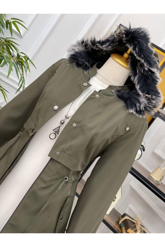 Ön Kapaklı Parka Kaban 4230 Haki