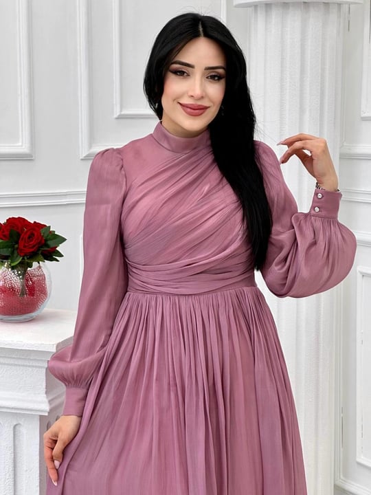 Önü Drape Jan Jan Elbise 4408 T-24 Rose