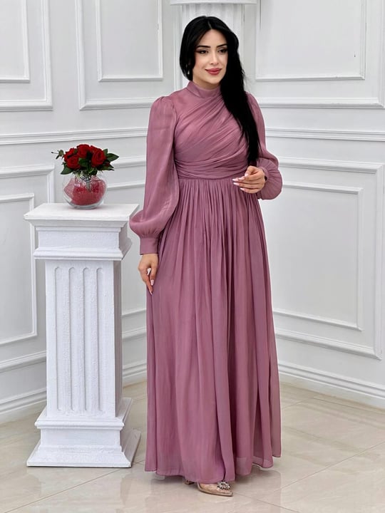 Önü Drape Jan Jan Elbise 4408 T-24 Rose