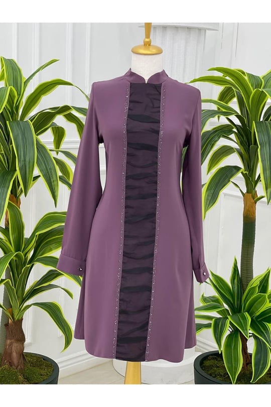 Önü Tül Drape Tunik 750 Leylak