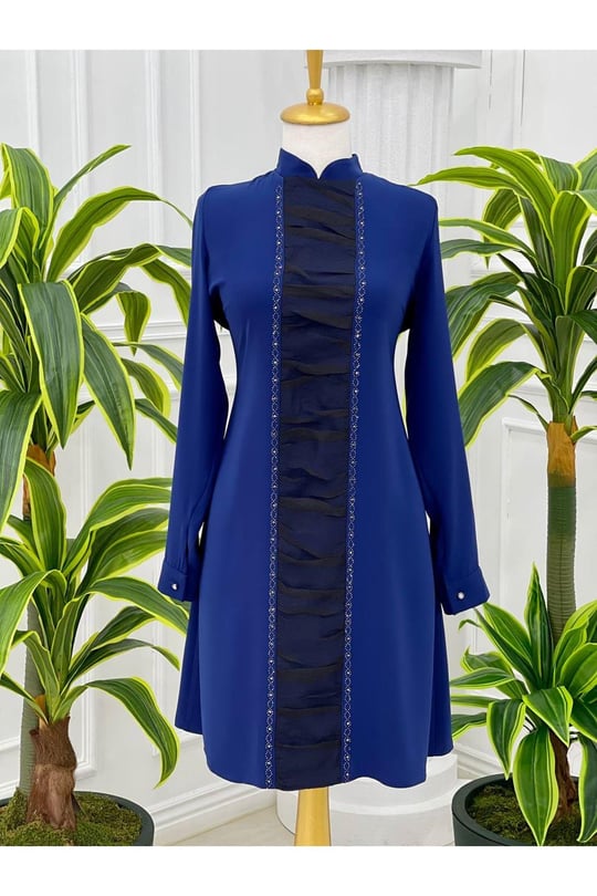 Önü Tül Drape Tunik 750 Saks