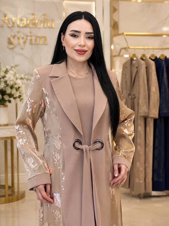 Organize Detay Abaya Elbise 3008 T-26 Bej
