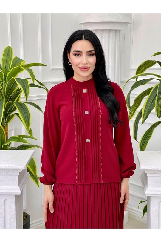 Pile Detay Etekli Takım 1214 Bordo