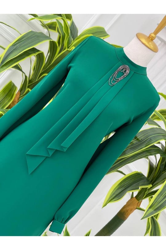Pile Kravatlı Tunik 6376 Benetton Yeşili