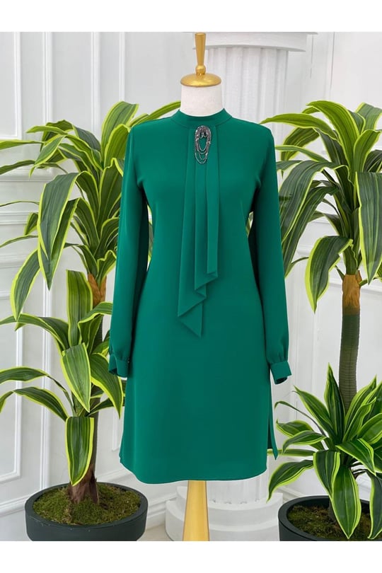 Pile Kravatlı Tunik 6376 Benetton Yeşili