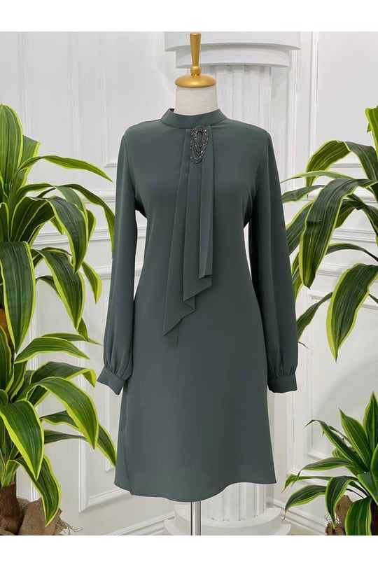 Pile Kravatlı Tunik 6376 Yeşil