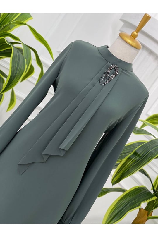 Pile Kravatlı Tunik 6376 Yeşil