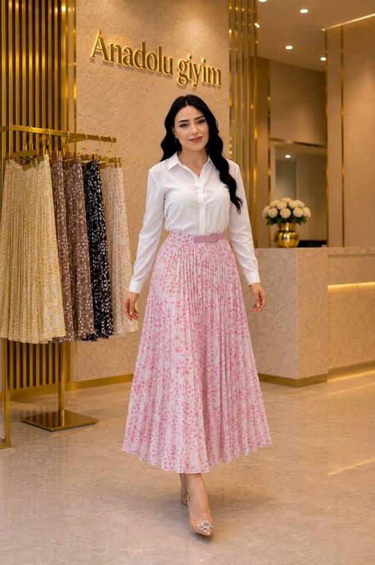 Pilise Tül Benekli Etek 237 T-26 pembe