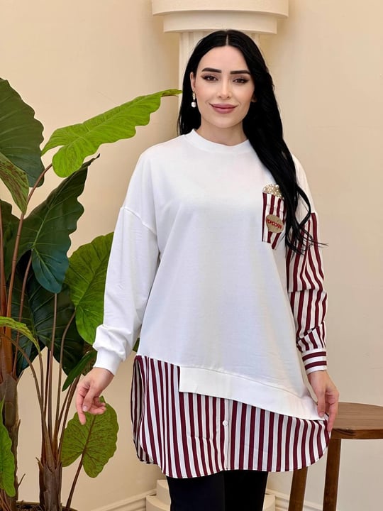 Popcorn Spor Tunik 10651 T-25 Bordo