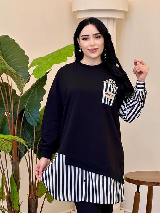 Popcorn Spor Tunik 10651 T-25 Siyah