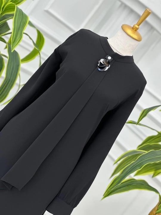 Pul Broş Kapaklı Tunik 5247 T-24 Siyah