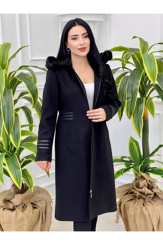 Ribana Detay Kaşe Kaban 8169 Siyah