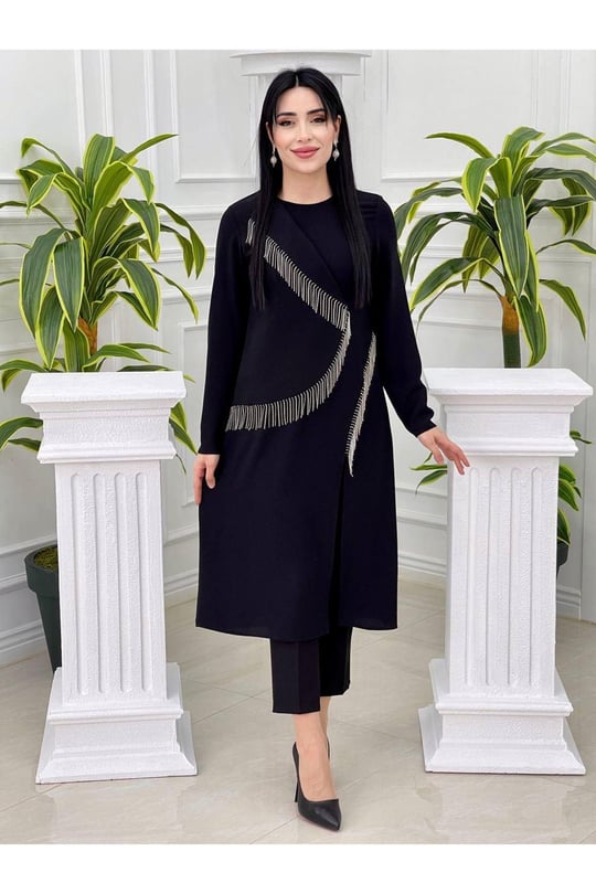 Şaçak Taş Tunik Takım 4742 Siyah